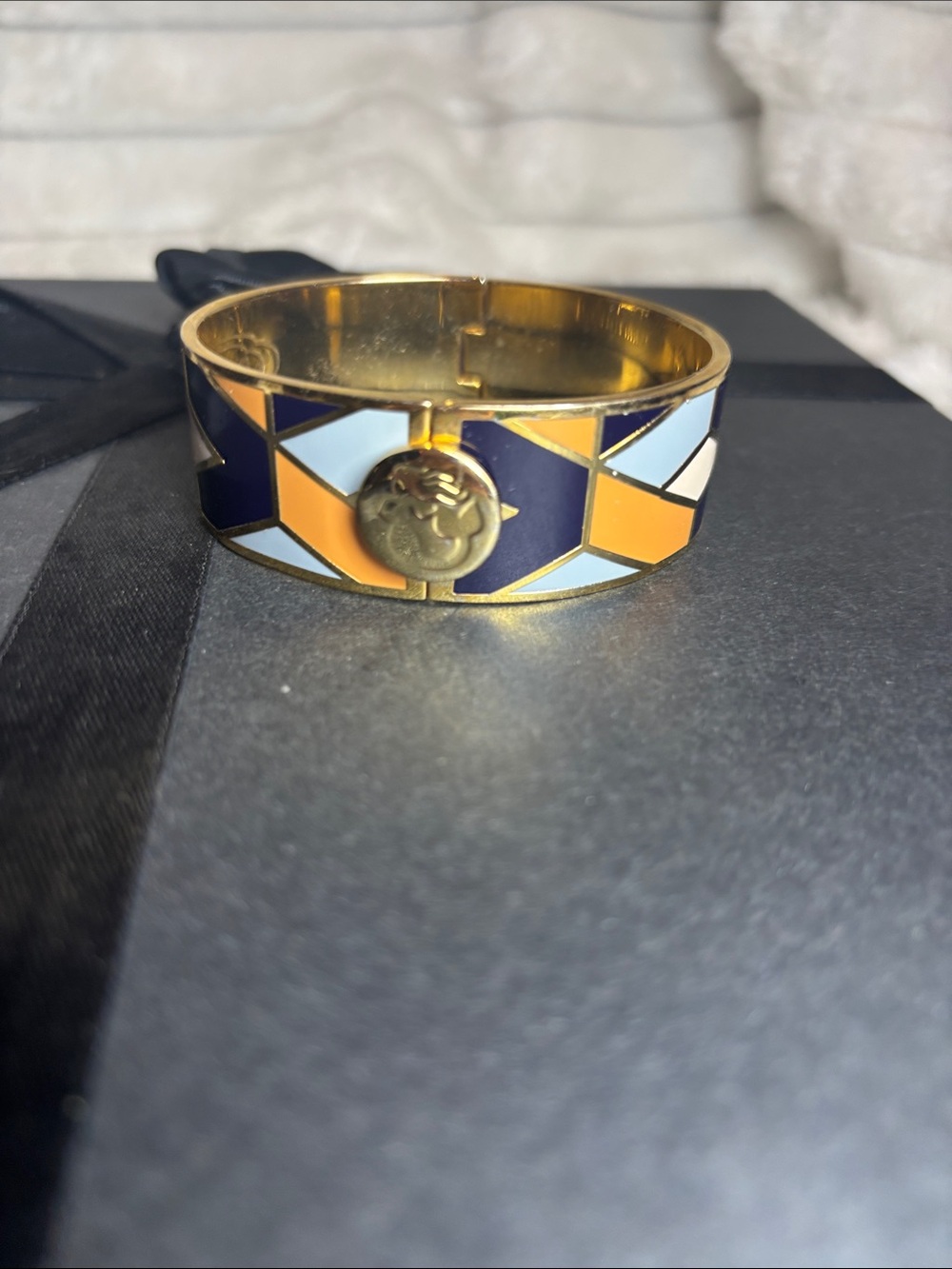 Spartina 449 Daufuskie Island Blue Gold Tone Cuff Bracelet